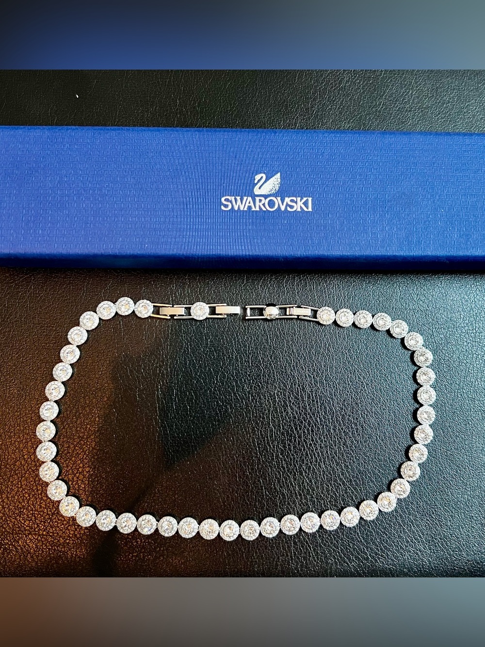 SWAROVSKI Necklace Una Angelic, Round cut, White, Rhodium plated